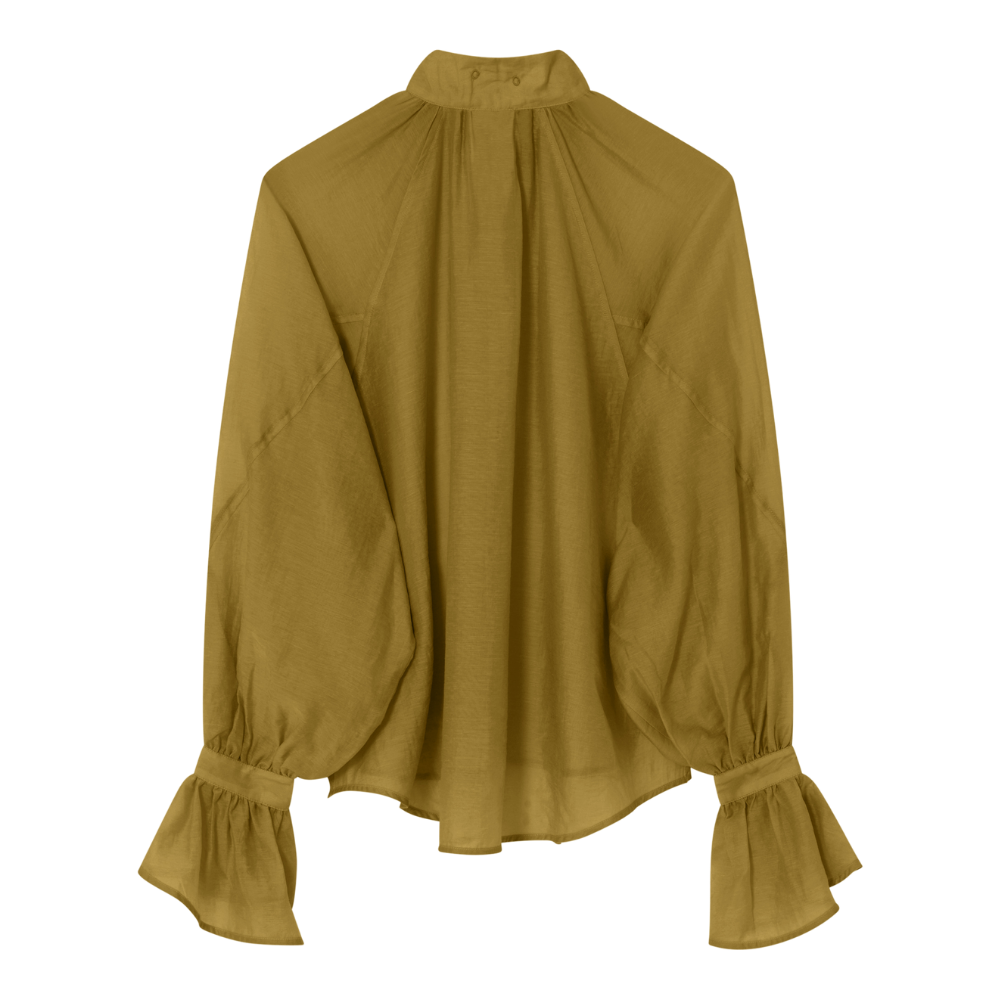 Wayo Linen Tento skjortebluse - Ecru Olive